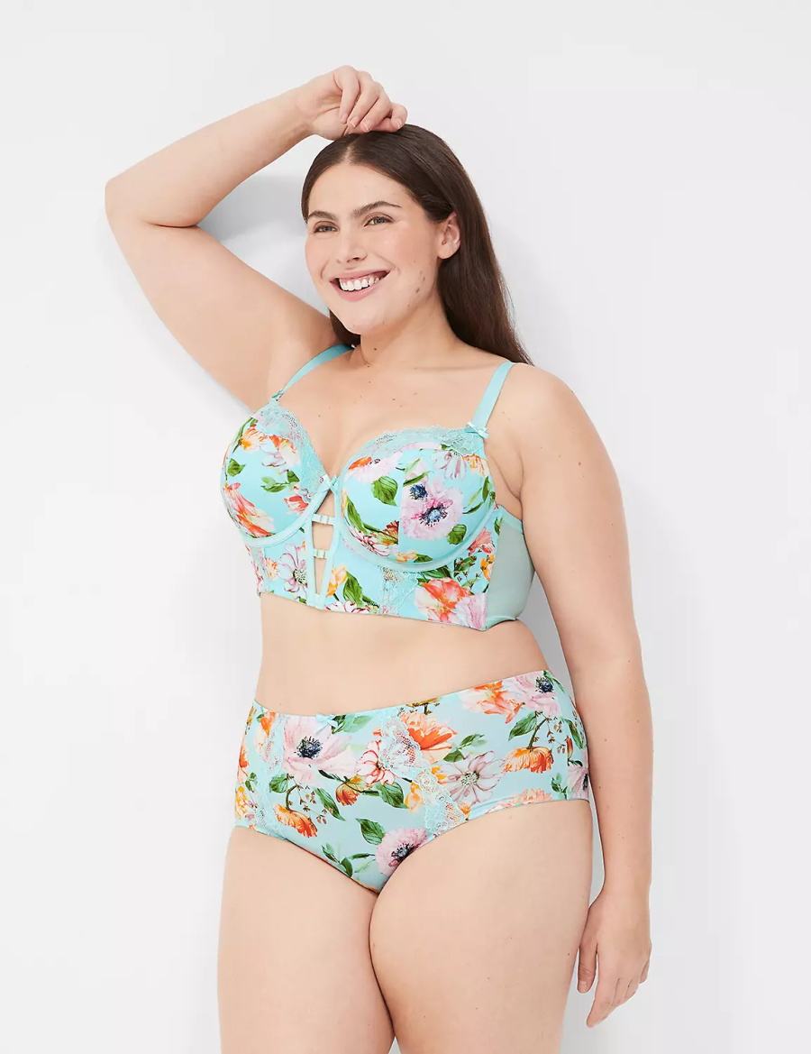 Turquoise Lane Bryant Printed Boost Longline Women Balconette Bra | FAB1548FQ