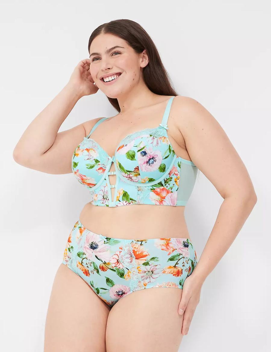 Turquoise Lane Bryant Printed Lace-Trim Brief Women Cheeky Panty | ZKG5656VQ