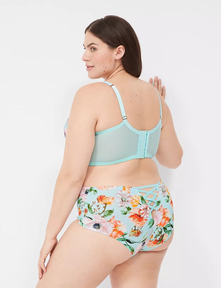 Turquoise Lane Bryant Printed Lace-Trim Brief Women Cheeky Panty | ZKG5656VQ