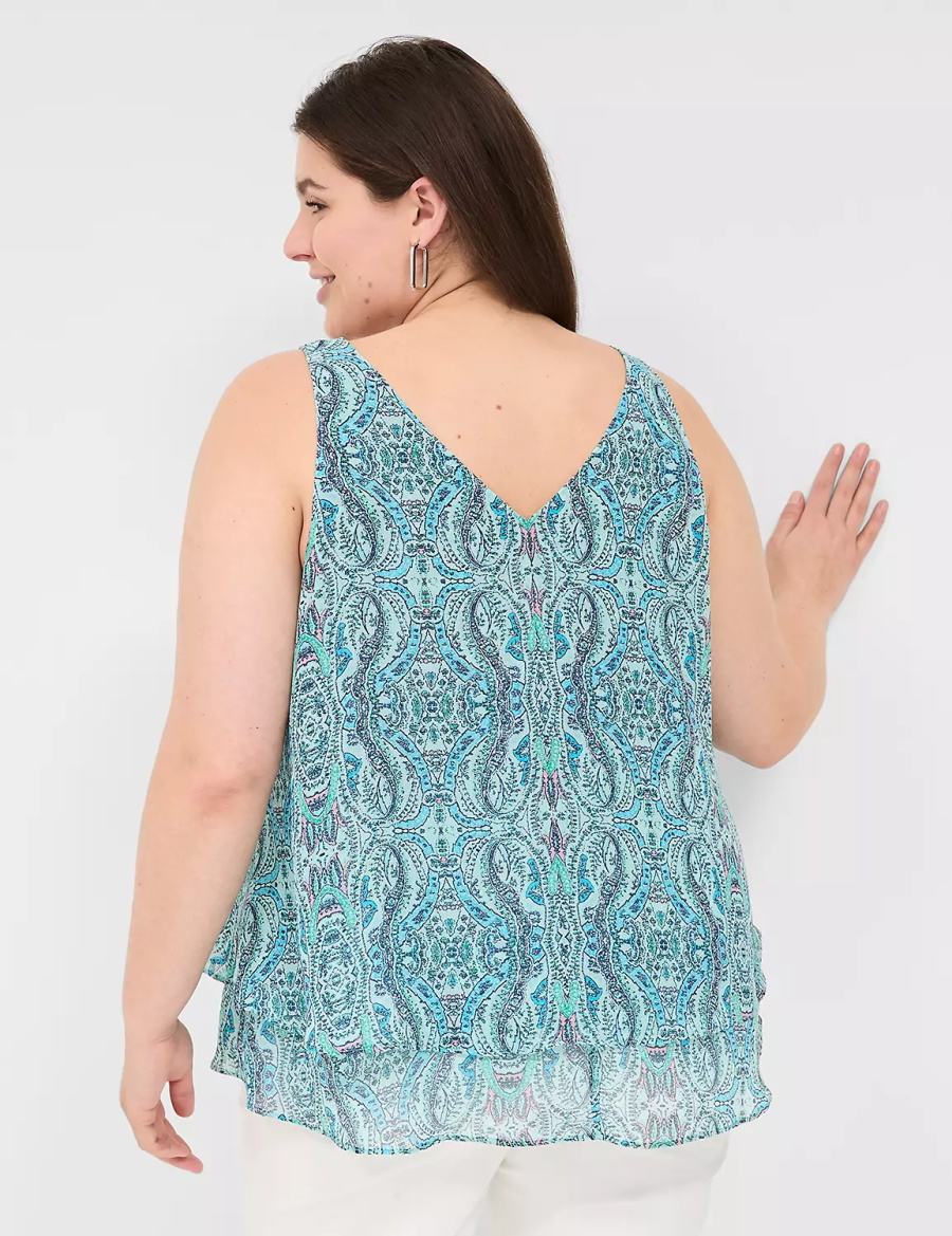 Turquoise Lane Bryant Swing Double-Layer Chiffon Women Tank Top | ZED5825BC