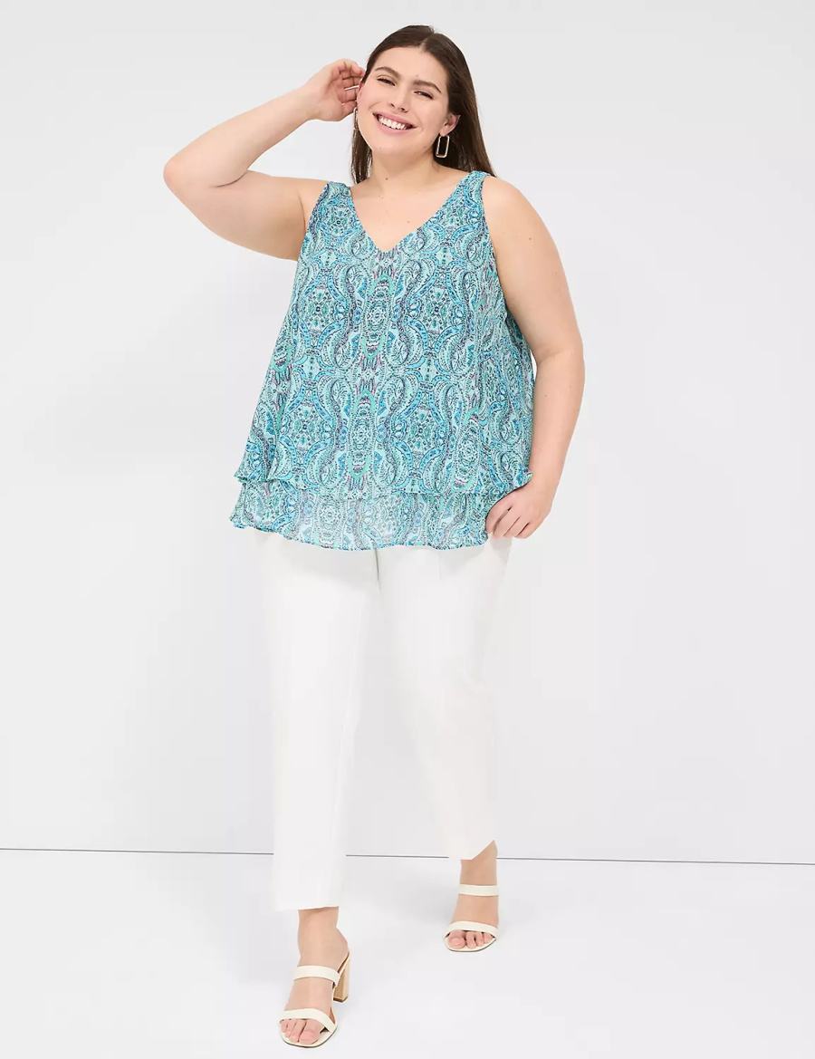 Turquoise Lane Bryant Swing Double-Layer Chiffon Women Tank Top | ZED5825BC