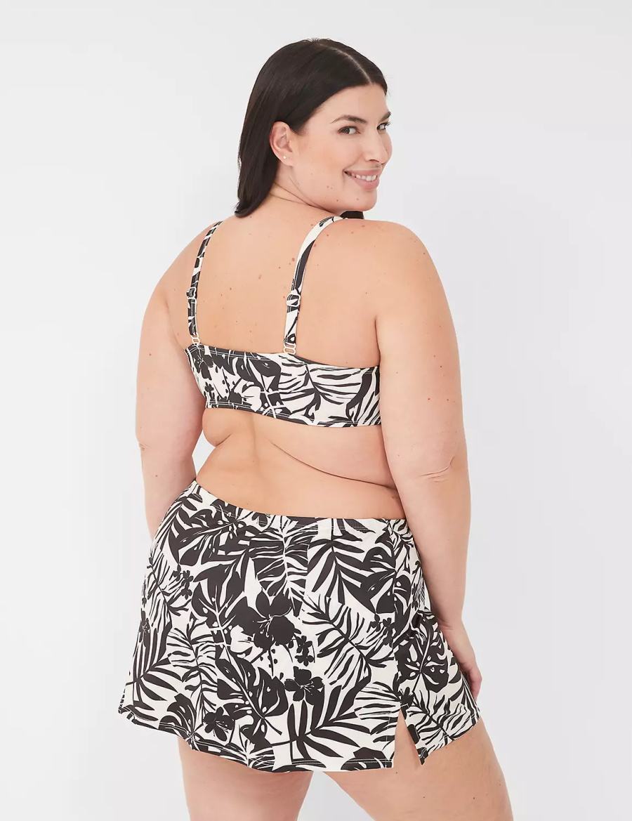 White Black Lane Bryant Side Slit Swim Women Skirts | UDG736JG