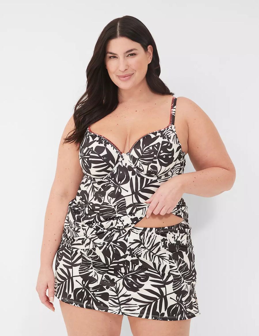 White Black Lane Bryant Side Slit Swim Women Skirts | UDG736JG