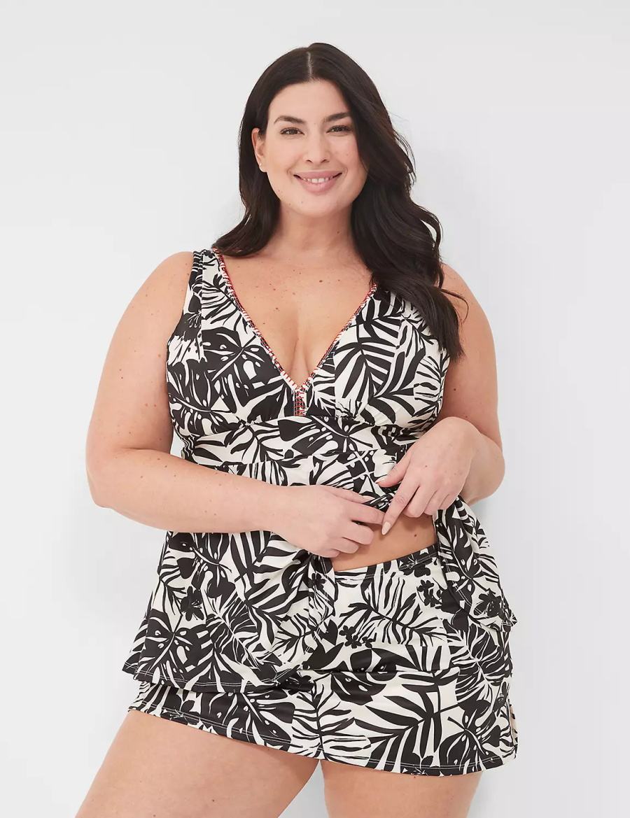 White Black Lane Bryant Side Slit Swim Women Skirts | UDG736JG