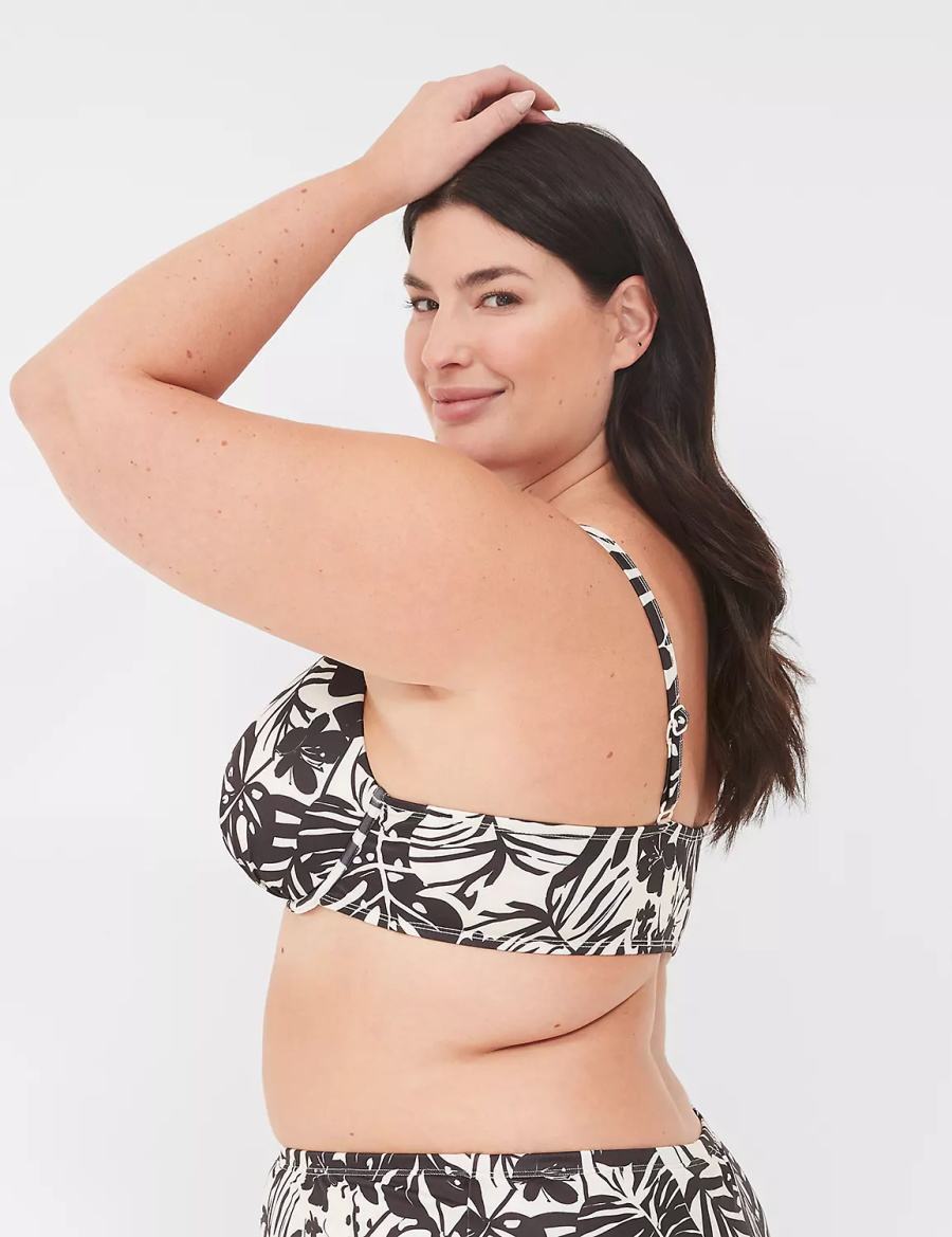 White Black Lane Bryant Underwire Plunge Women Bikini Top | FGV4177UL