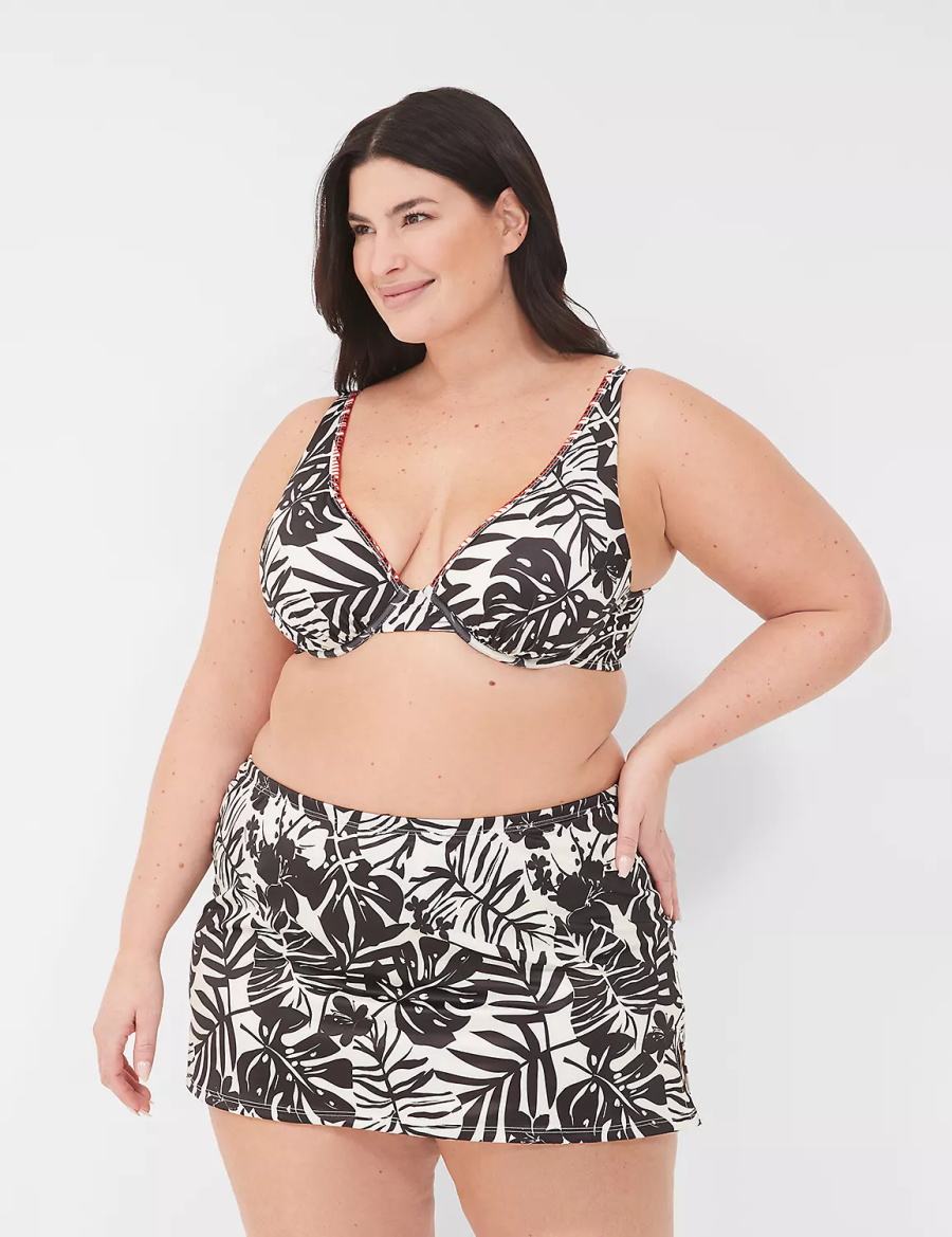 White Black Lane Bryant Underwire Plunge Women Bikini Top | FGV4177UL