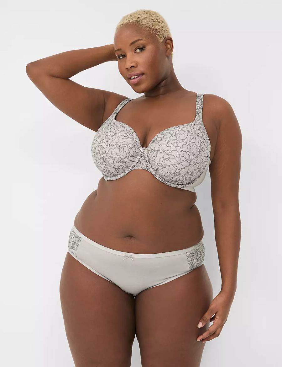 White Grey Lane Bryant Cotton Lightly Lined With Lace Women T-Shirt Bra | IXR9266VV