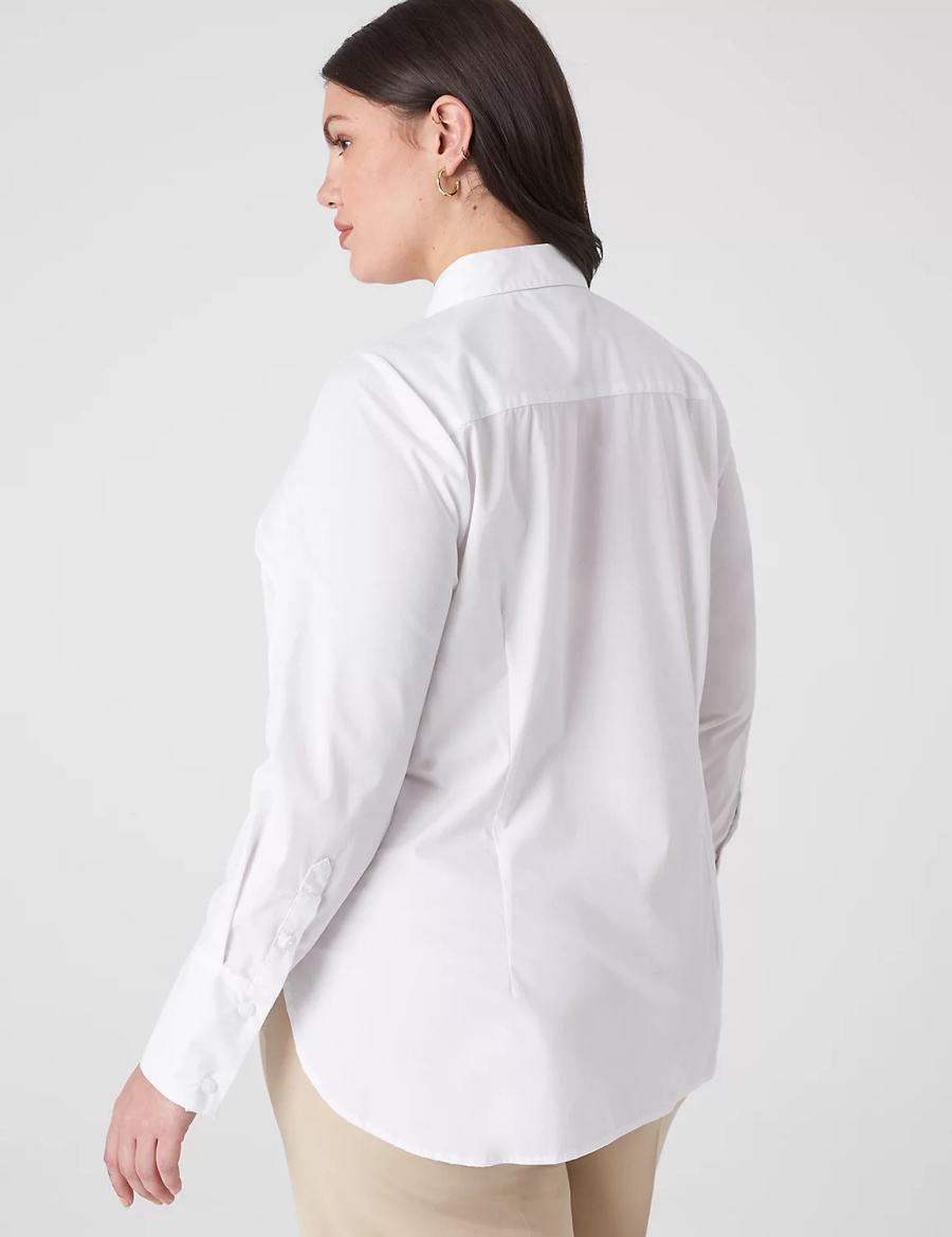 White Lane Bryant Button-Front No-Peek Girlfriend Women Shirts | WXD4326VL