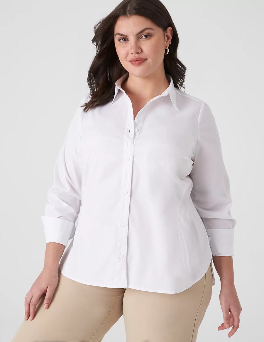 White Lane Bryant Button-Front No-Peek Girlfriend Women Shirts | WXD4326VL