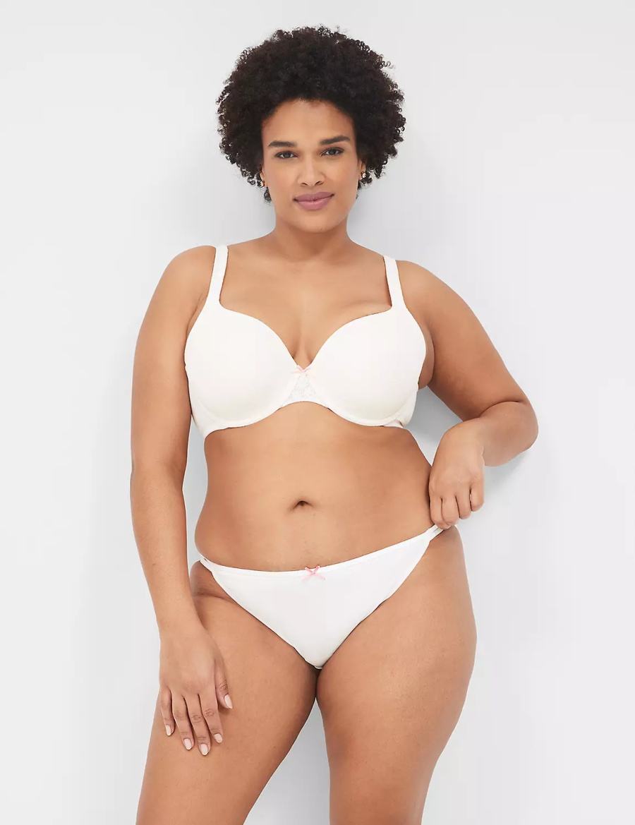 White Lane Bryant Cotton Double-String With Lace Back Women Bikini Panty | LFI8967YJ