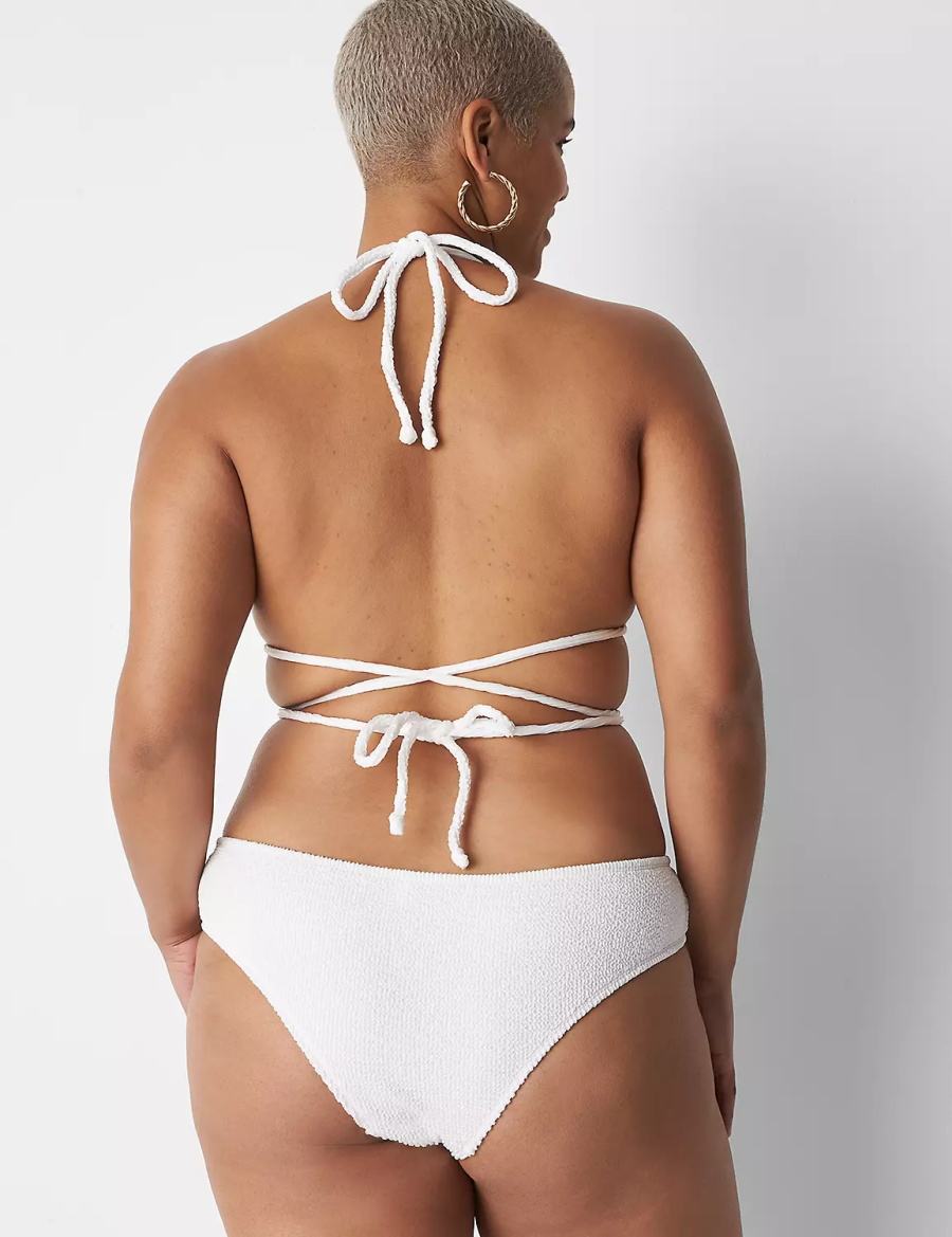 White Lane Bryant Crinkle Dipped Tanga Swim Women Bikini Bottom | IJT958EH