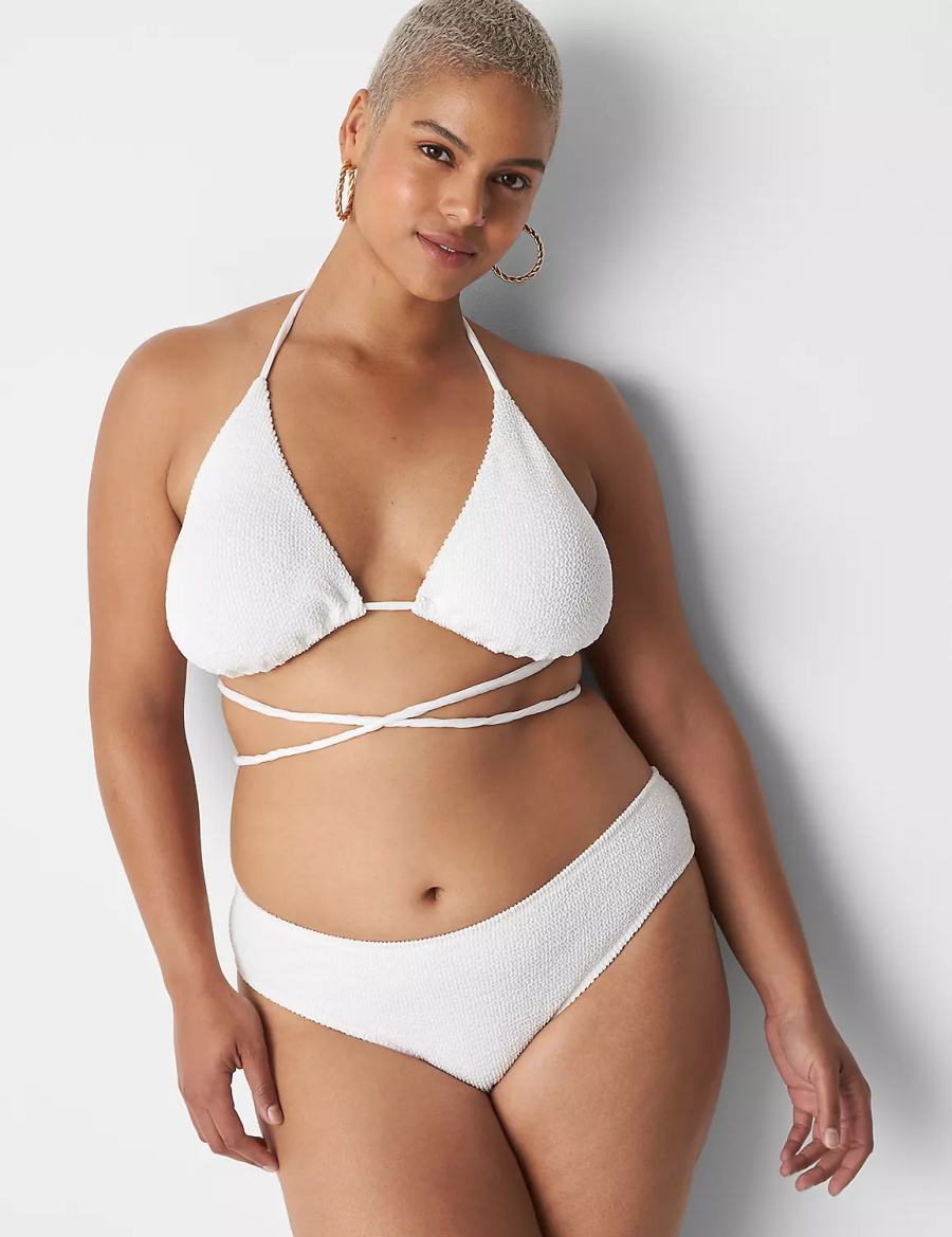 White Lane Bryant Crinkle Dipped Tanga Swim Women Bikini Bottom | IJT958EH