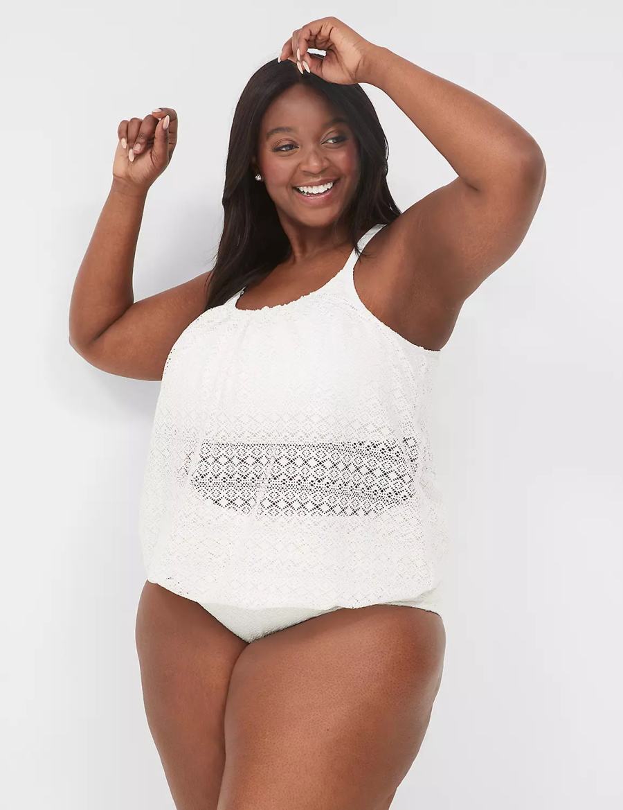 White Lane Bryant Crochet Mid-Rise Swim Women Briefs | IBV9794XD