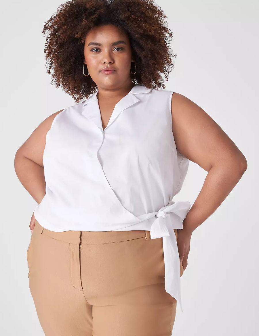 White Lane Bryant Crop Sleeveless Full-Wrap Top Women T Shirts | WMS2751XT