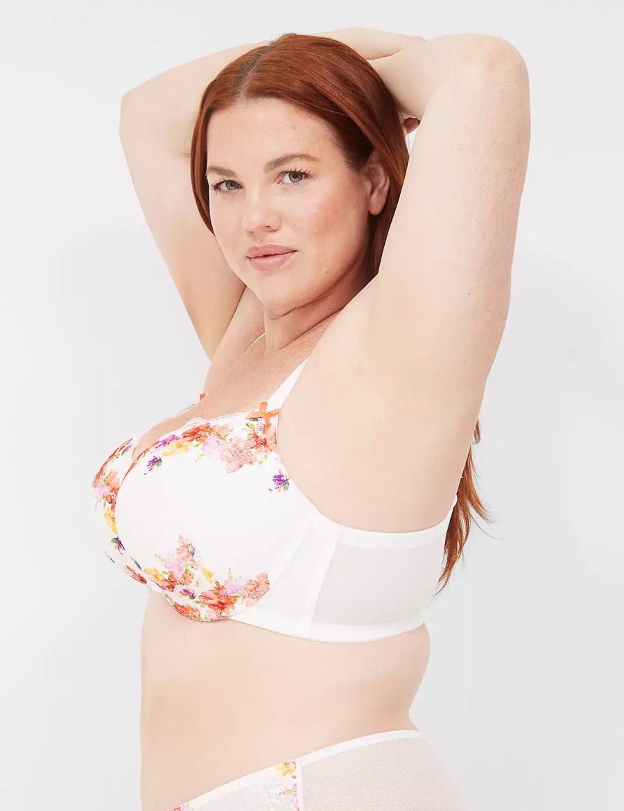 White Lane Bryant Digital Print Lace Boost Women Balconette Bra | XNA3872CY