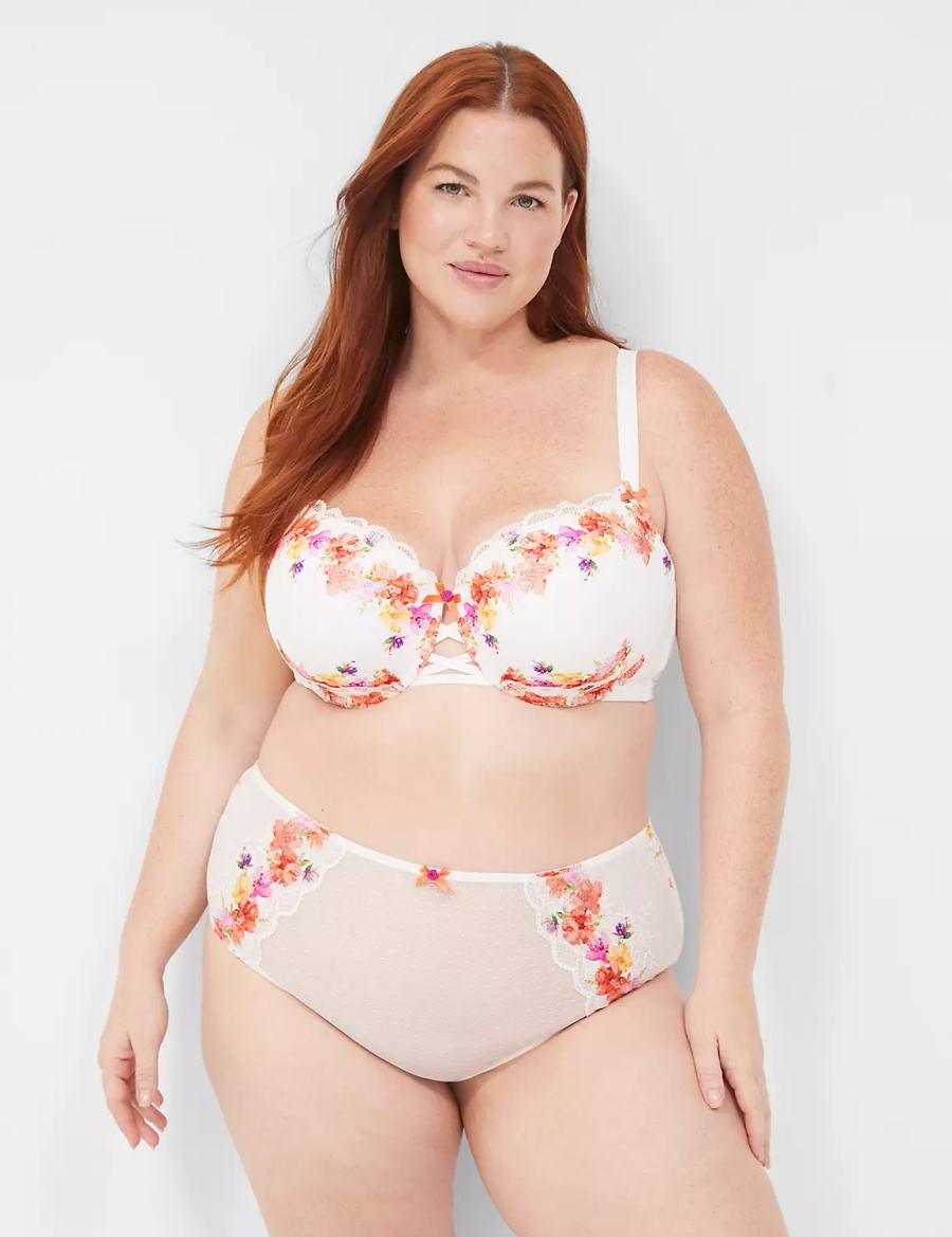 White Lane Bryant Digital Print Lace Boost Women Balconette Bra | XNA3872CY