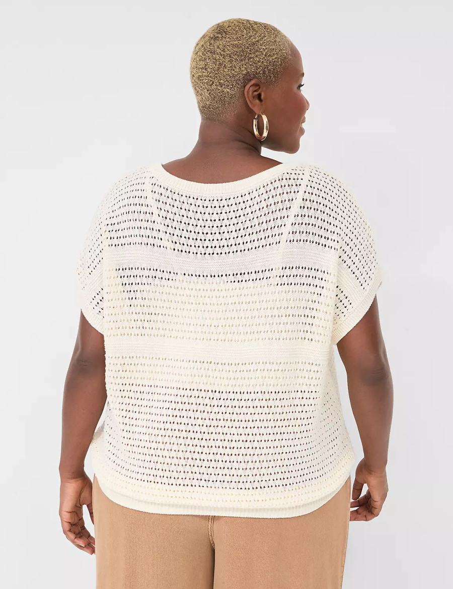 White Lane Bryant Dolman Short-Sleeve Stitch Women Sweaters | UFV748FB