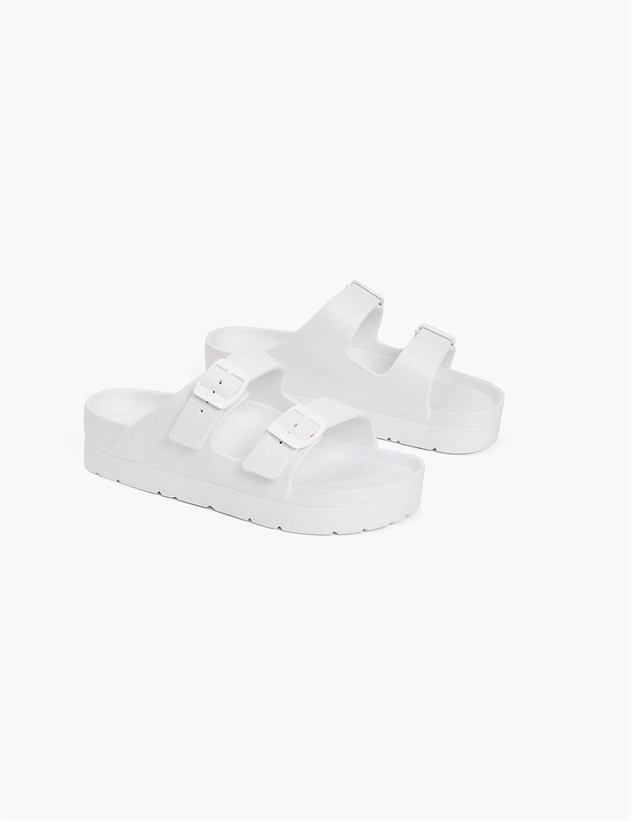 White Lane Bryant Double-Band Women Slide Sandals | EWB1946VX