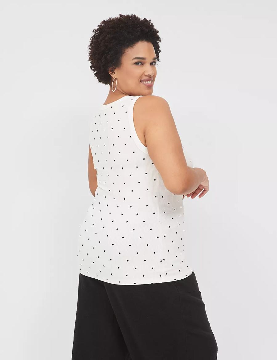 White Lane Bryant Fitted High-Neck Rib Women Tank Top | OOS9595LB