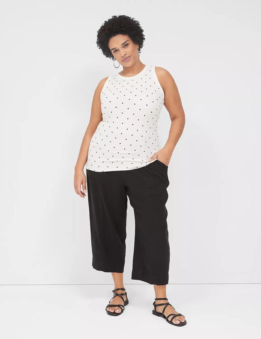 White Lane Bryant Fitted High-Neck Rib Women Tank Top | OOS9595LB