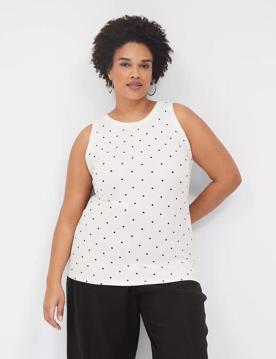 White Lane Bryant Fitted High-Neck Rib Women Tank Top | OOS9595LB