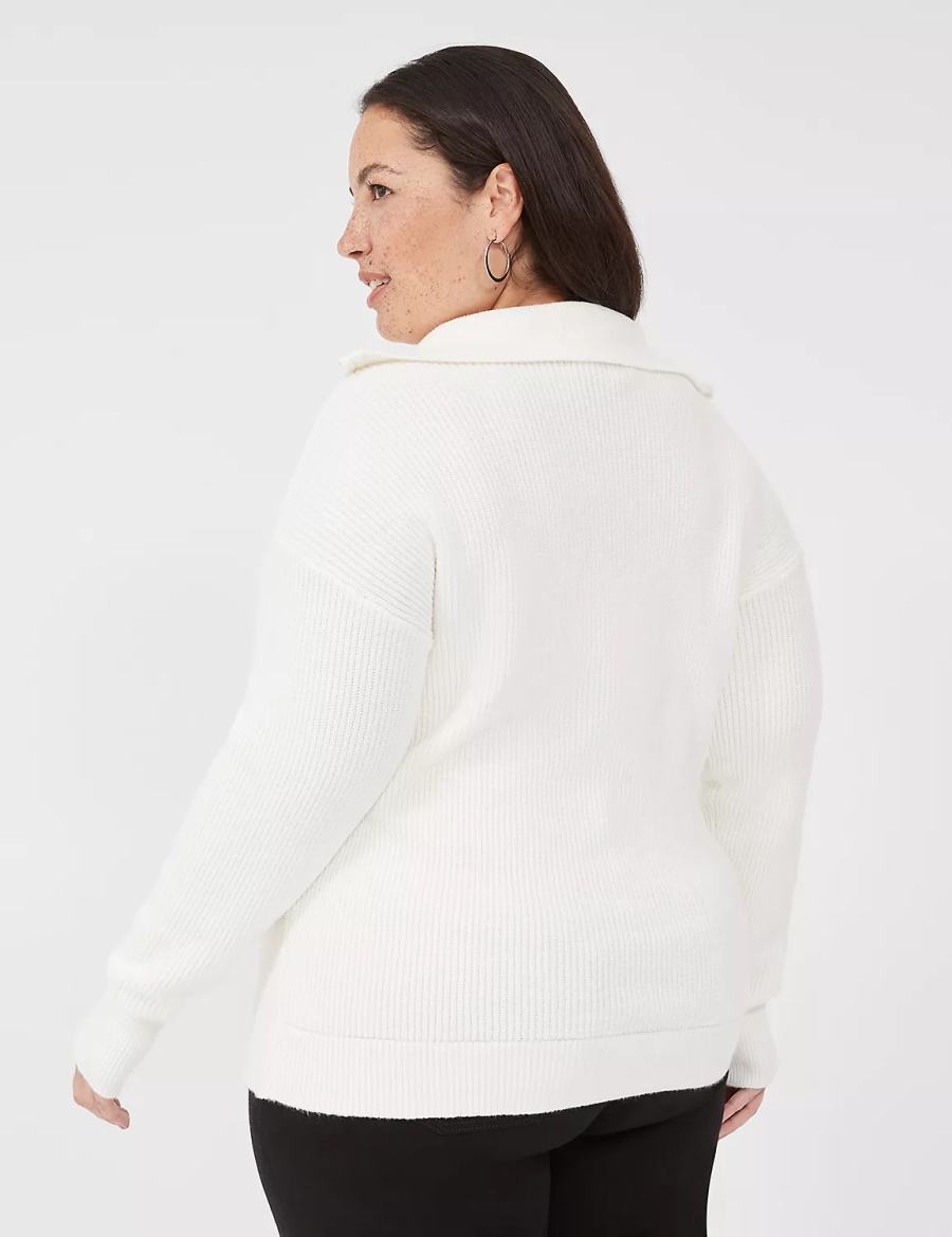 White Lane Bryant Half-Zip Mock-Neck Women Sweaters | ZZH9134FK