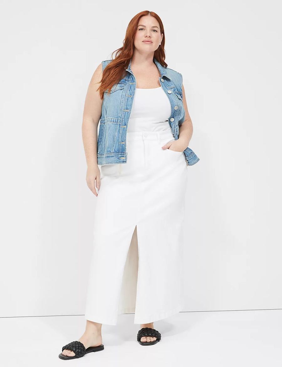 White Lane Bryant High-Rise Denim Maxi Women Skirts | SPS145AF