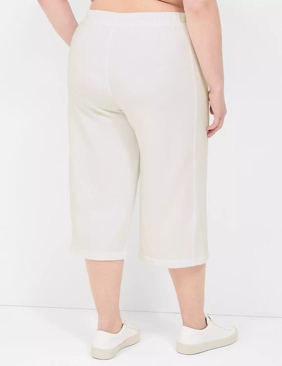 White Lane Bryant LIVI French Terry Relaxed Straight Capri Women Pants | ZMJ3781SK