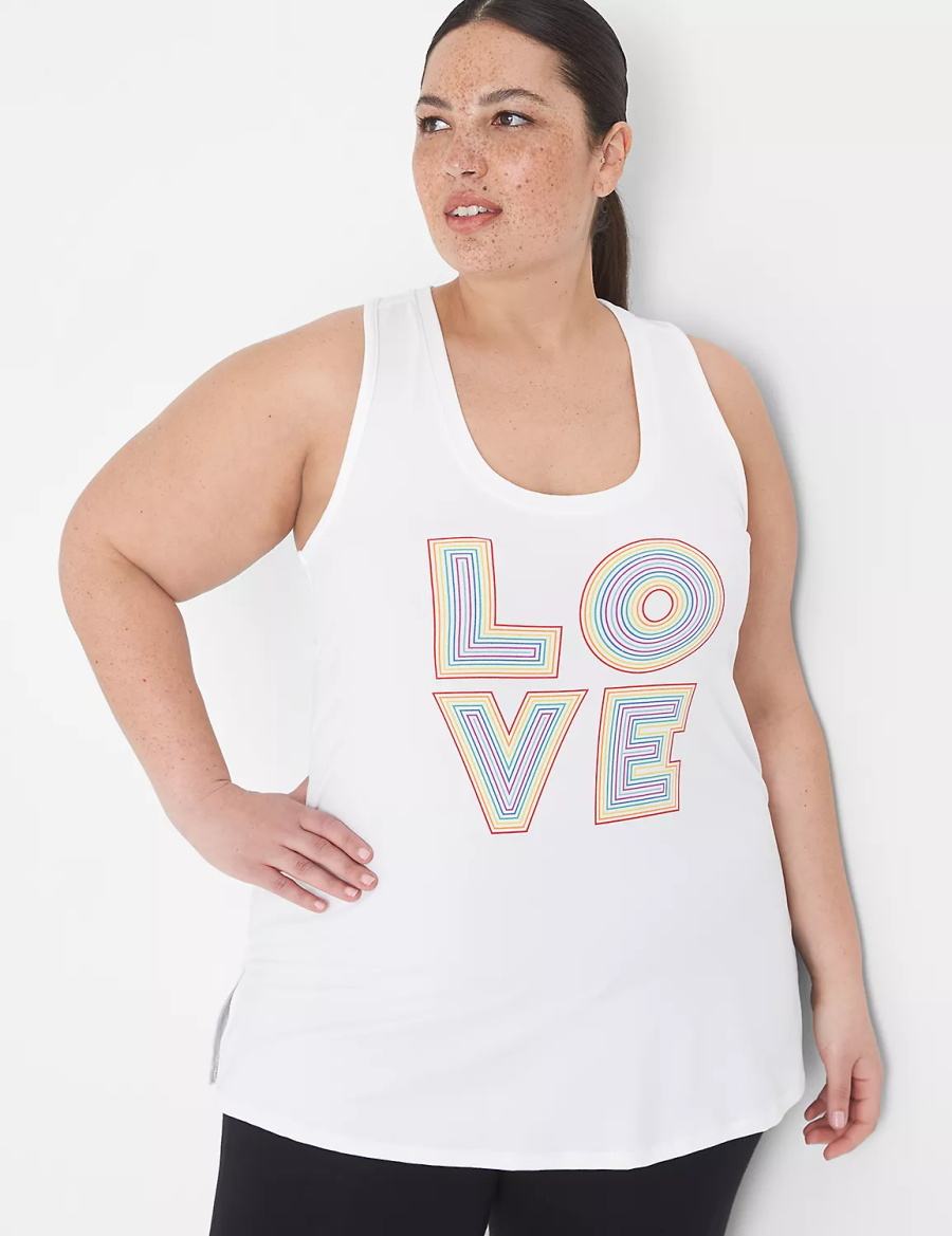 White Lane Bryant LIVI Pride Racerback Women Tank Top | RDN1660ML