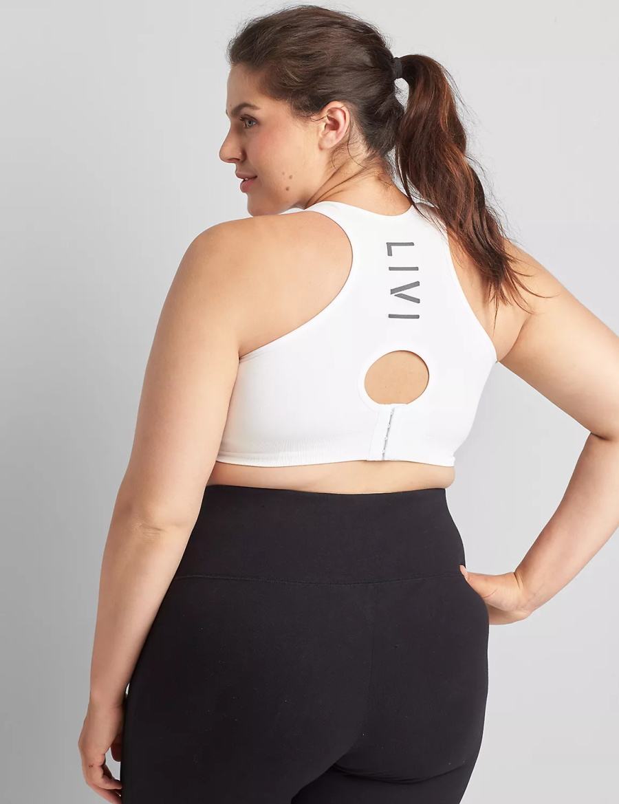 White Lane Bryant LIVI Wireless Medium-Impact Seamless Women Sports Bra | VRX1091EW