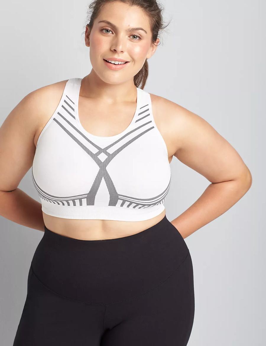 White Lane Bryant LIVI Wireless Medium-Impact Seamless Women Sports Bra | VRX1091EW