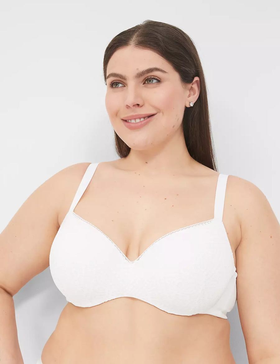 White Lane Bryant Lightly Lined With Lace Women Balconette Bra | ENJ5855NR