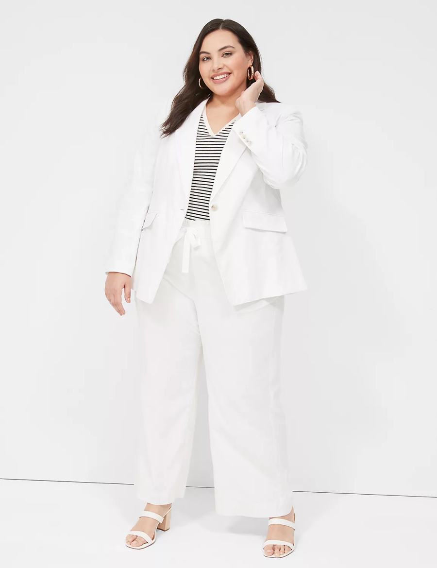 White Lane Bryant Linen One-Button Women Blazers | KWH1327PT