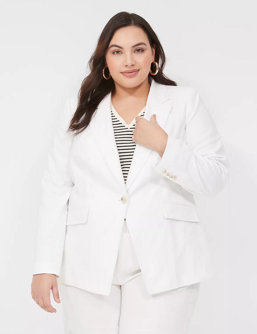 White Lane Bryant Linen One-Button Women Blazers | KWH1327PT