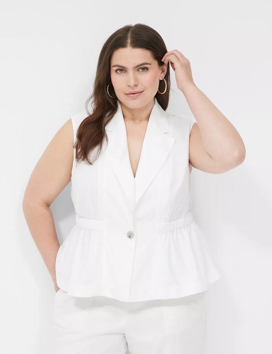 White Lane Bryant Linen Peplum Women Vest | INM9190WQ