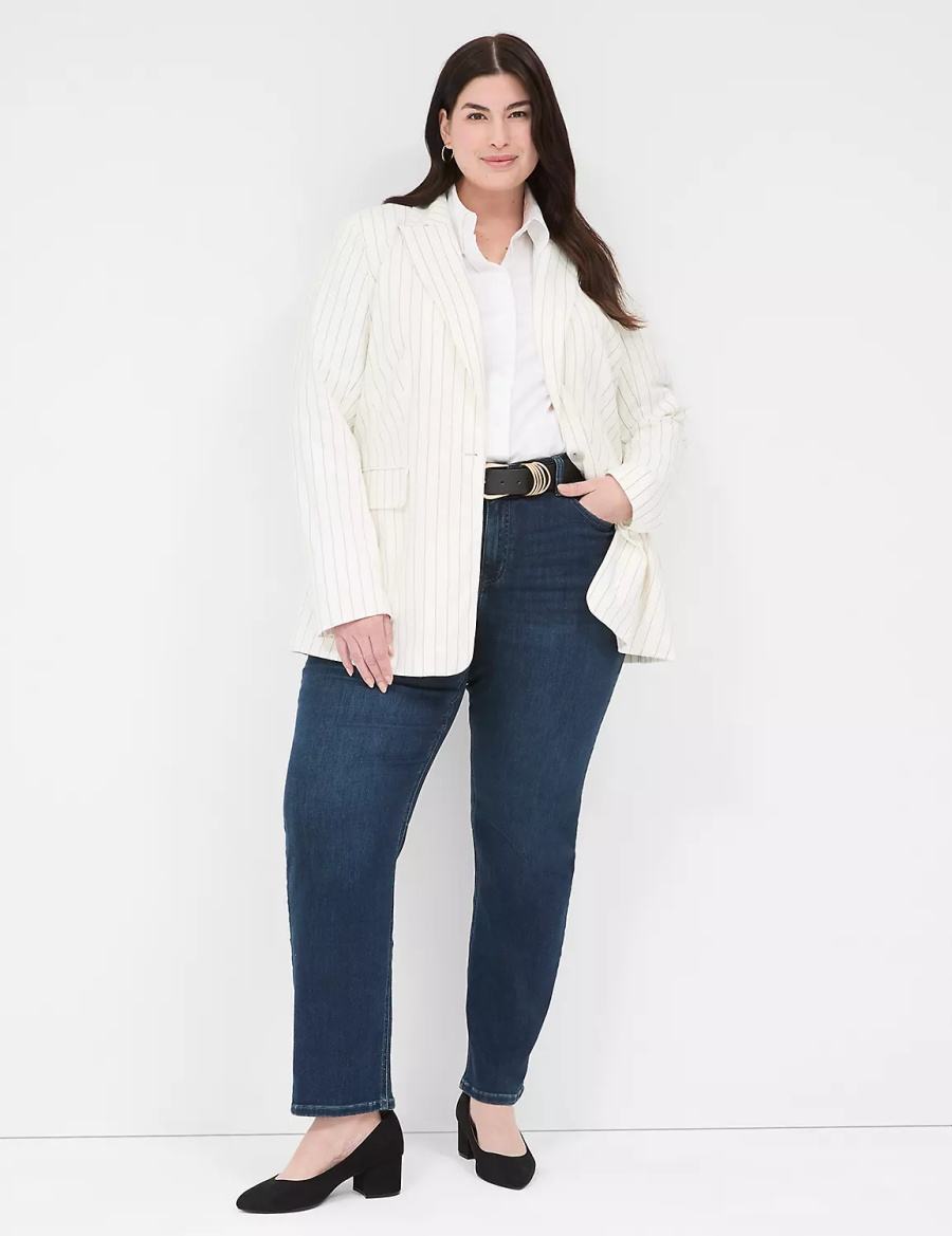 White Lane Bryant Linen Pinstripe One-Button Women Blazers | QZY8221BD