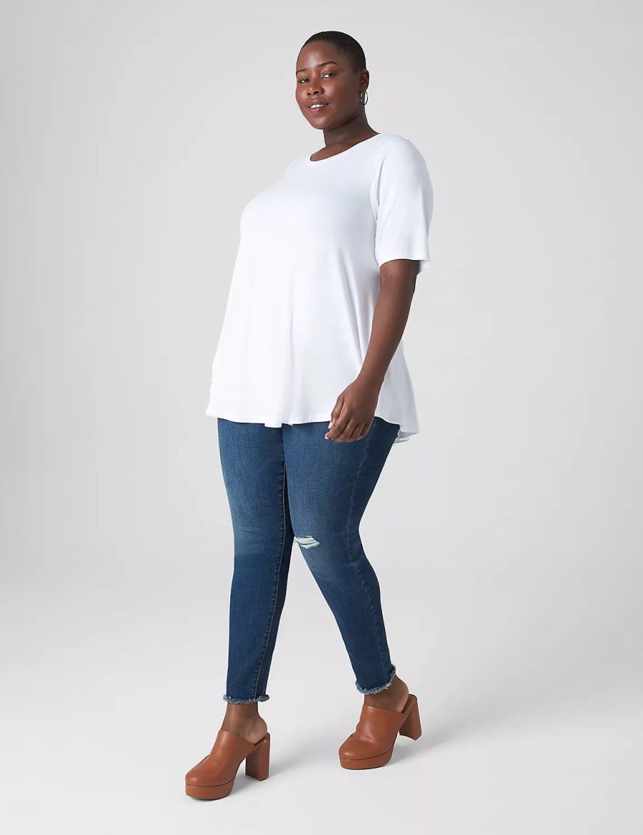 White Lane Bryant Perfect Sleeve Crew-Neck Extreme Swing Tunic Women T Shirts | NAU5630NJ