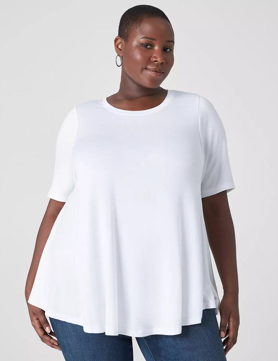 White Lane Bryant Perfect Sleeve Crew-Neck Extreme Swing Tunic Women T Shirts | NAU5630NJ