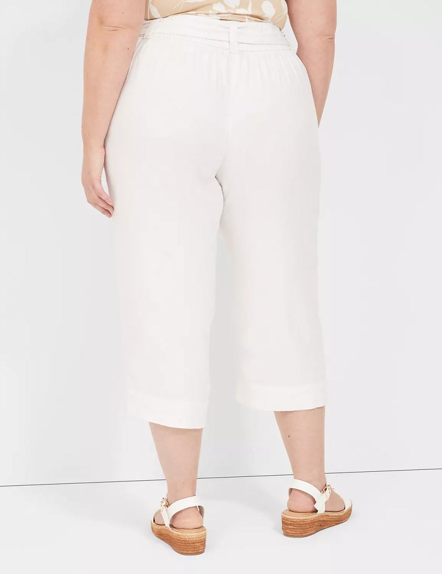 White Lane Bryant Pull-On Twill Linen Capri Women Pants | OWG1510JI