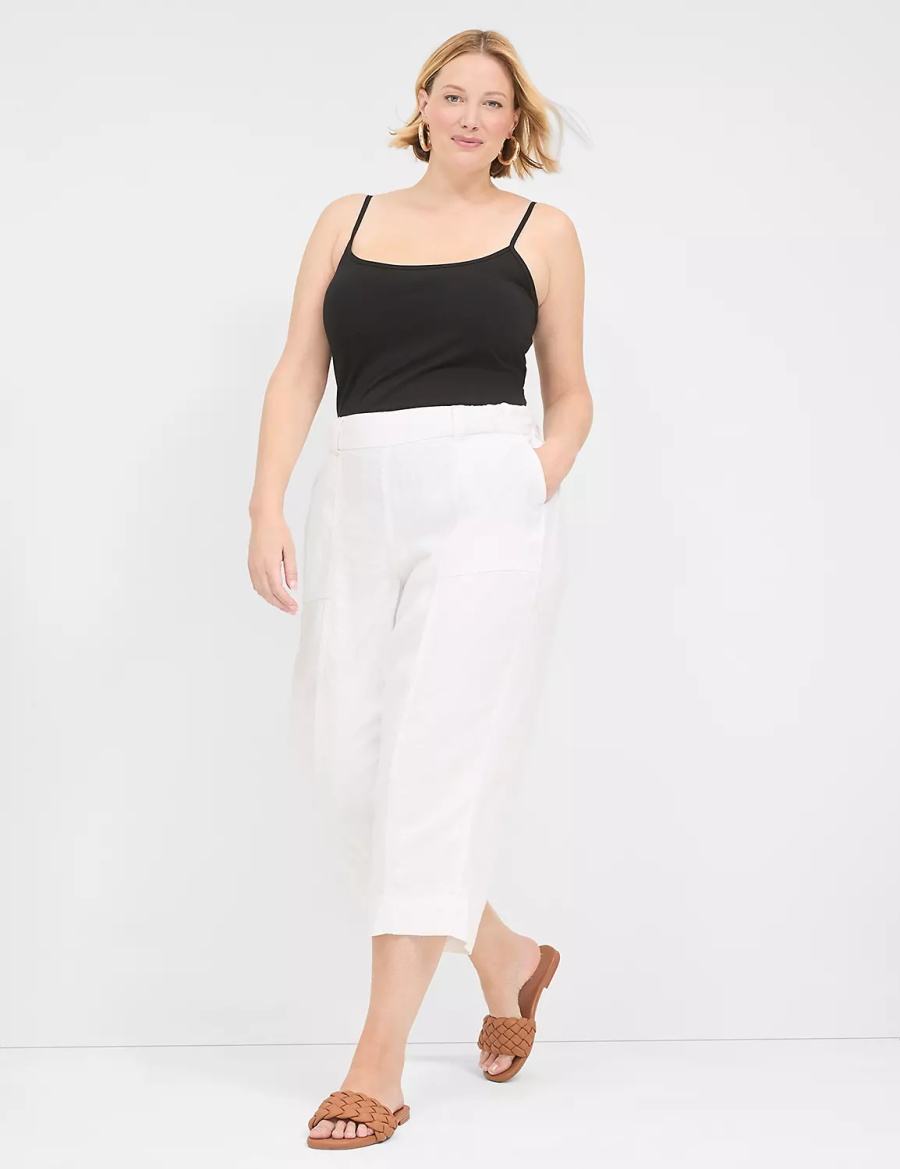 White Lane Bryant Pull-On Twill Linen Capri Women Pants | OWG1510JI