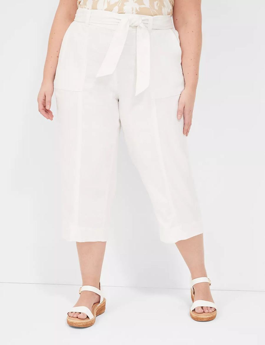 White Lane Bryant Pull-On Twill Linen Capri Women Pants | OWG1510JI