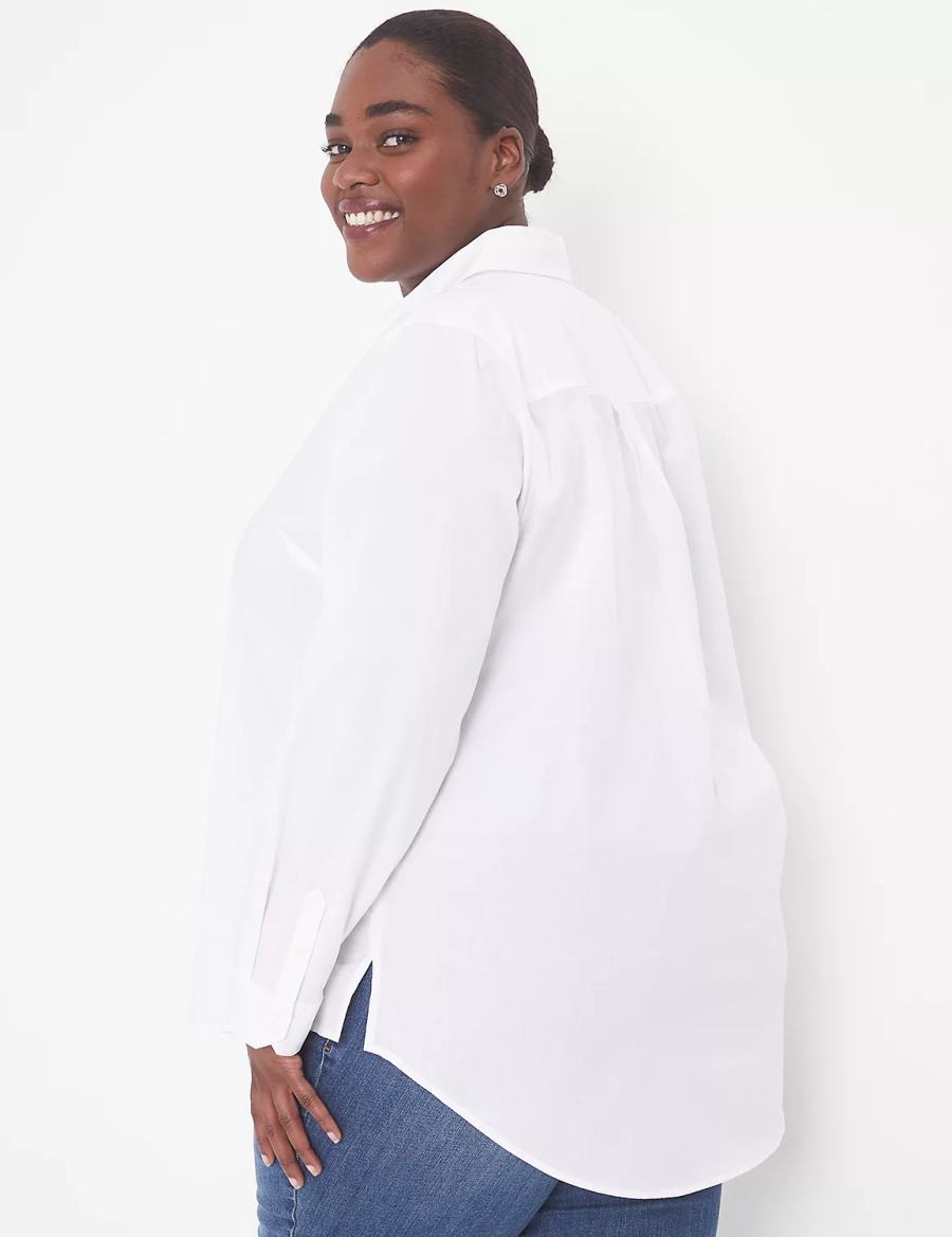 White Lane Bryant Relaxed Button-Front Boyfriend Women Shirts | OWW644BG