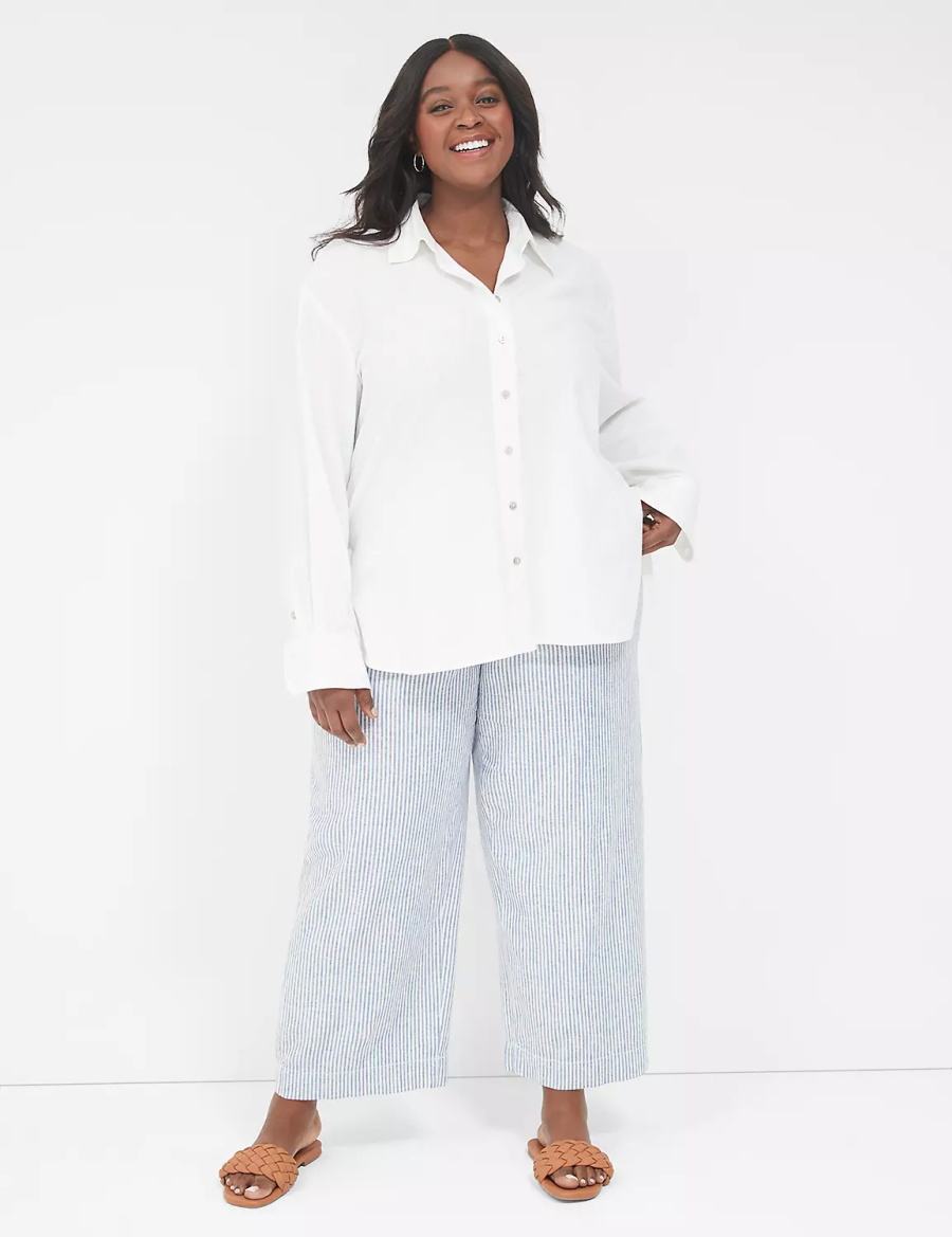 White Lane Bryant Relaxed Linen Button-Down Women Shirts | IAJ516MM