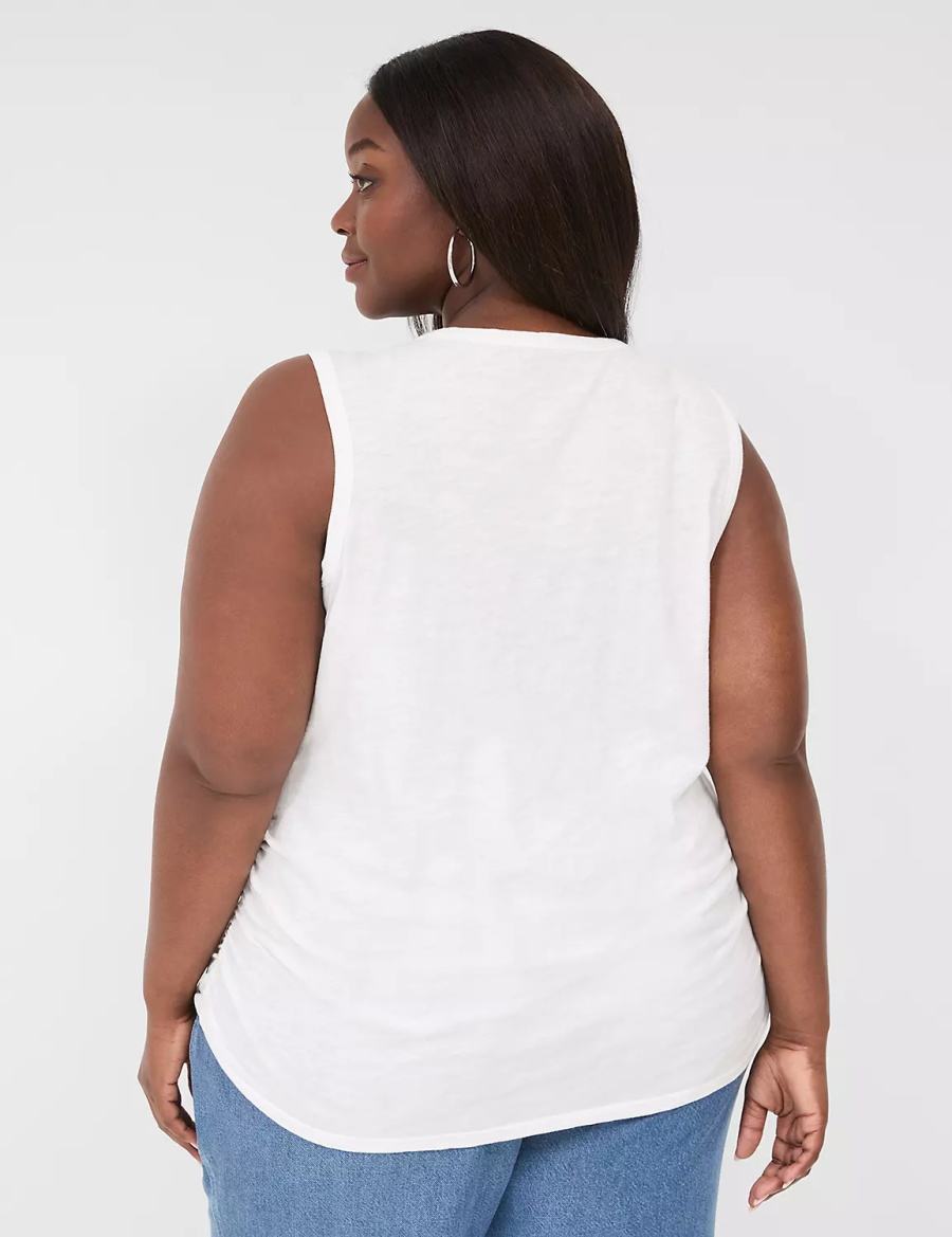 White Lane Bryant Scoop-Neck Side-Ruched Women Tank Top | BNC1929EW