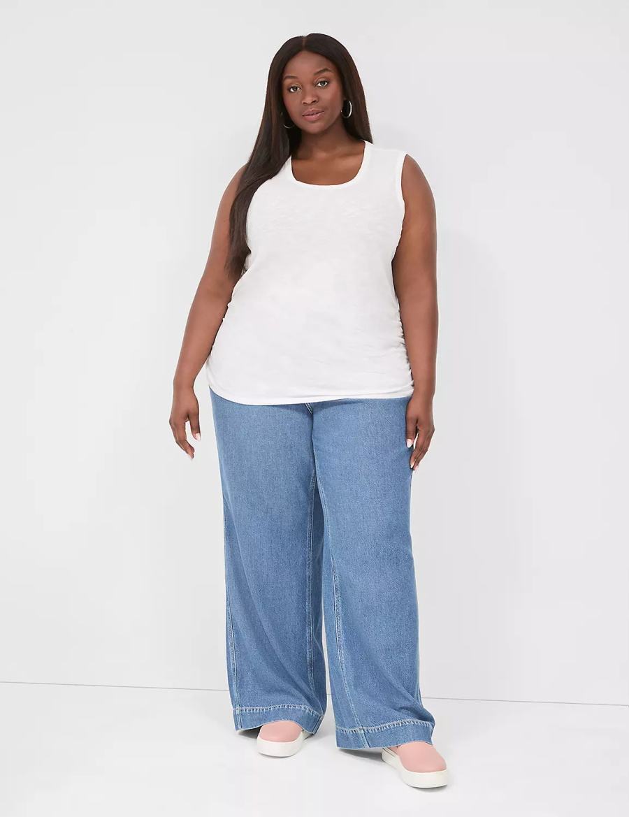 White Lane Bryant Scoop-Neck Side-Ruched Women Tank Top | BNC1929EW