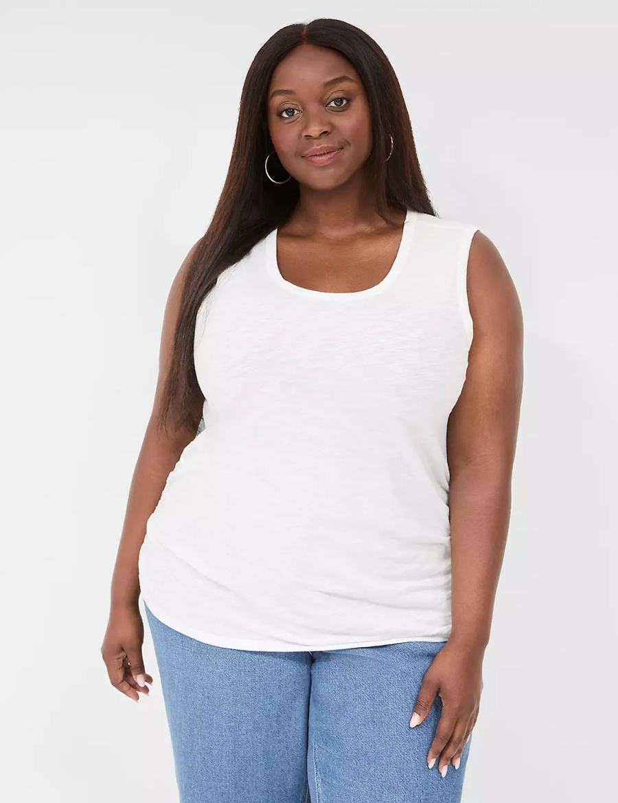 White Lane Bryant Scoop-Neck Side-Ruched Women Tank Top | BNC1929EW