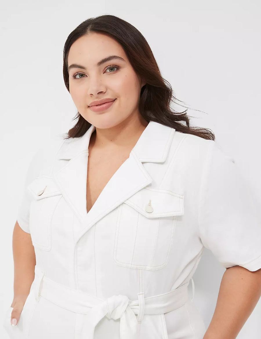 White Lane Bryant Utility Straight Leg Denim Women Jumpsuit | FSB9065EF