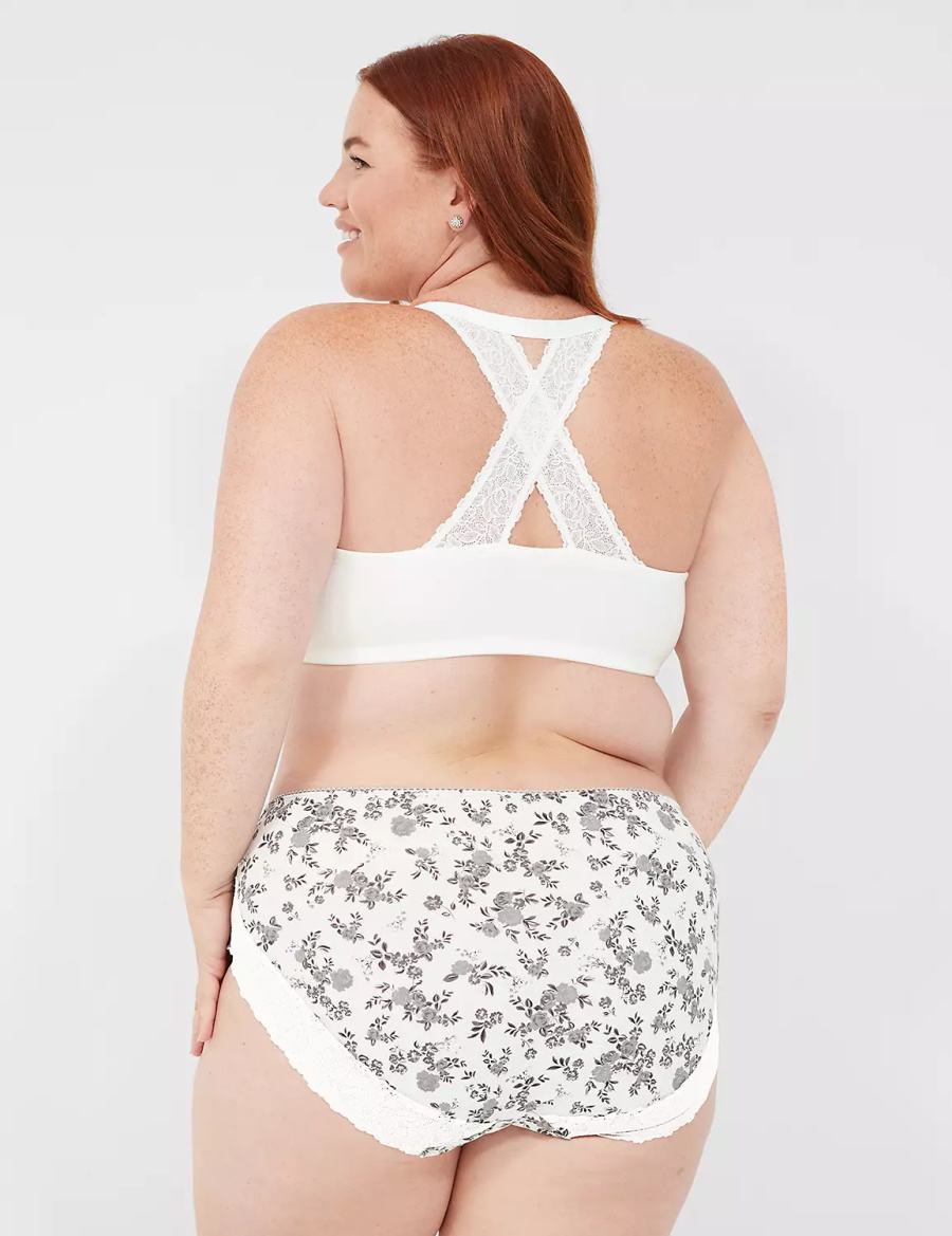 White Rose Lane Bryant Cotton High-Leg With Lace Back Women Briefs | WVU9068HU