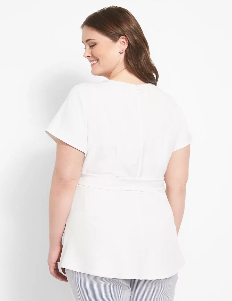 White Rose Lane Bryant Fitted Short-Sleeve Crew-Neck Lena Top Women T Shirts | TKY6058QN