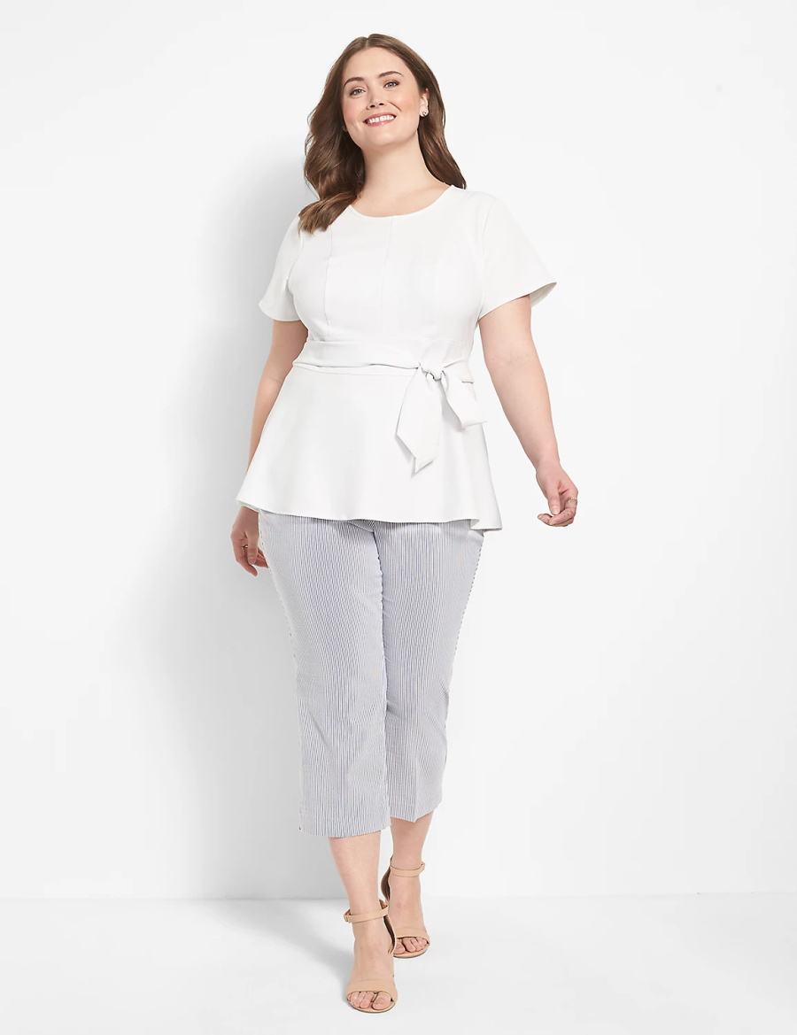 White Rose Lane Bryant Fitted Short-Sleeve Crew-Neck Lena Top Women T Shirts | TKY6058QN